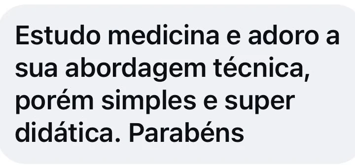 Mensagem recebida de uma estudante de medicina elogiando a abordagem técnica de Alê Grimaldi